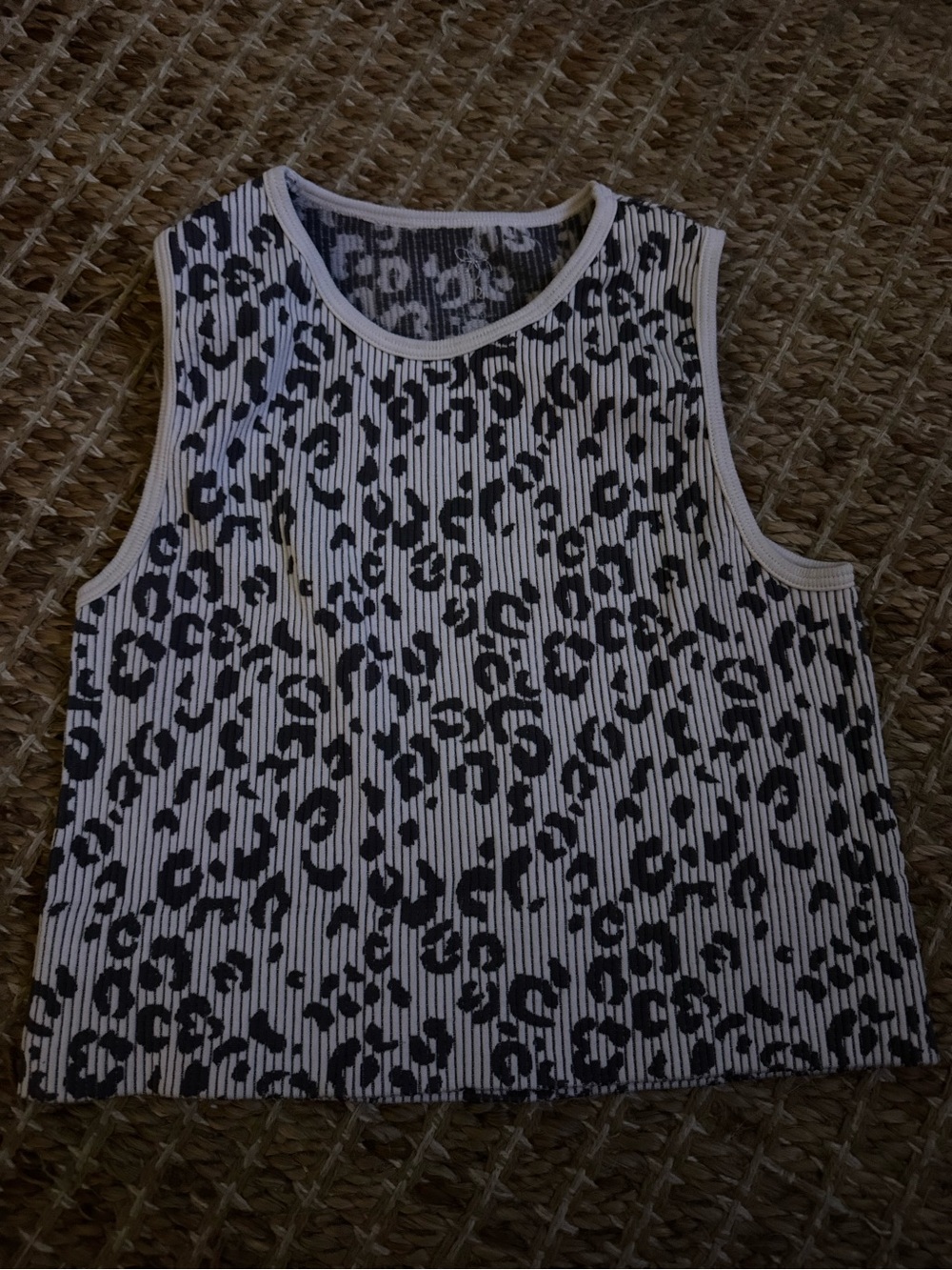Aura Black & White Leopard Ribbed Tank
